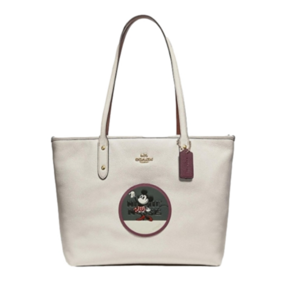 Coach x Disney 38691 City Zip Tote in Pebbled Leather, Minnie Mouse Patc… - Picture 1 of 14